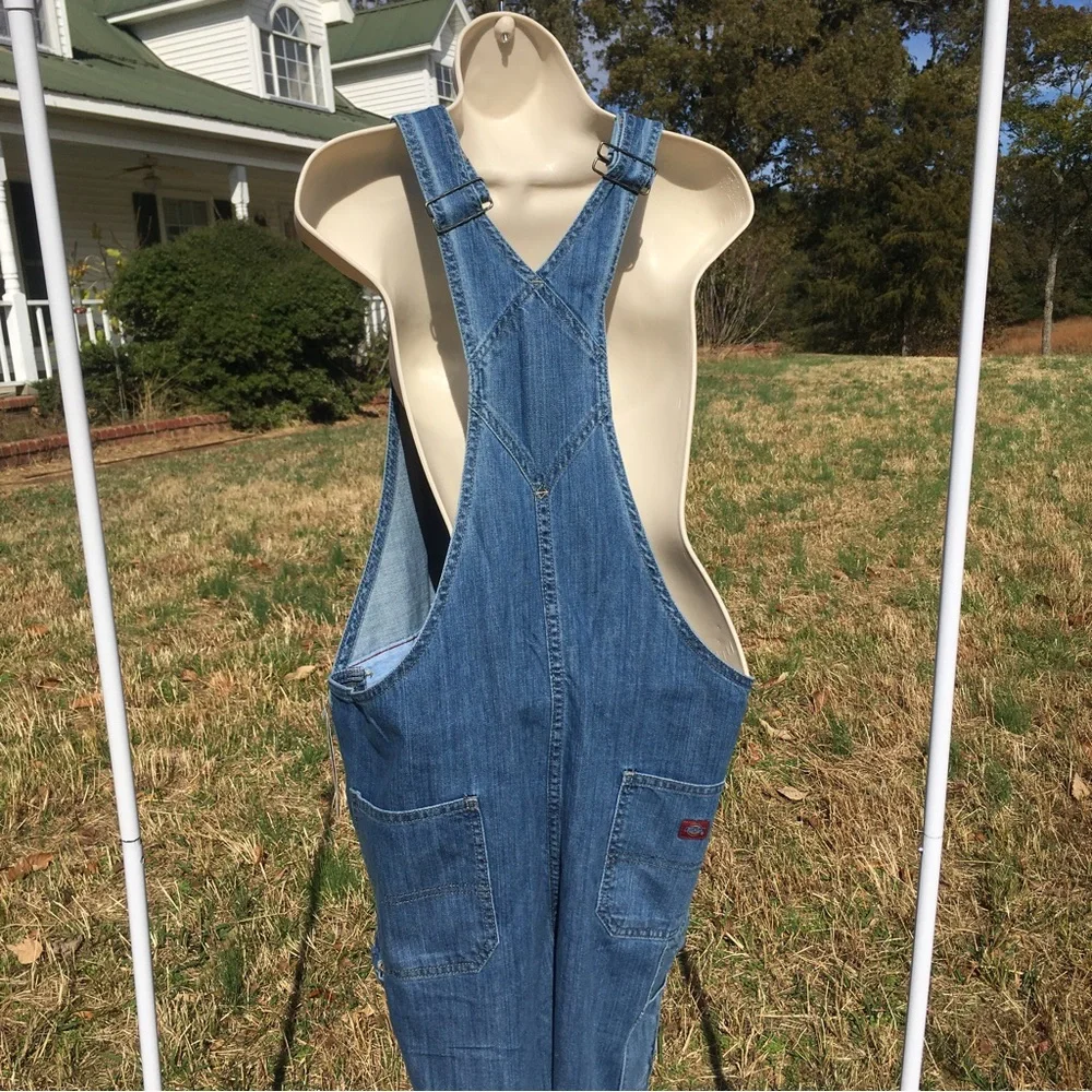 NWT Dickies Bib Denim Overalls Womens Relaxed Fit Straight Leg  Sz L  FB206MSB - Picture 7 of 16